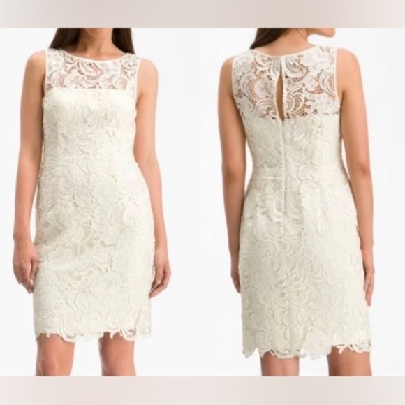 NEW - Adrianna Papell Ivory Illusion Necklace Dress